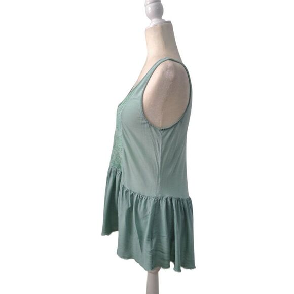 Kimchi Blue Women's Sleeveless Lace Mint Green Peplum Blouse Boho Top Sz Large - Picture 5 of 8